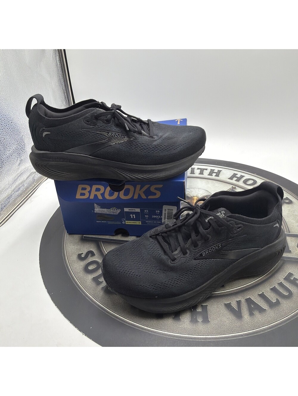 Brooks Adrenaline GTS 25 Men's Size 11 Wide (4E) Black Running Shoes Sneakers